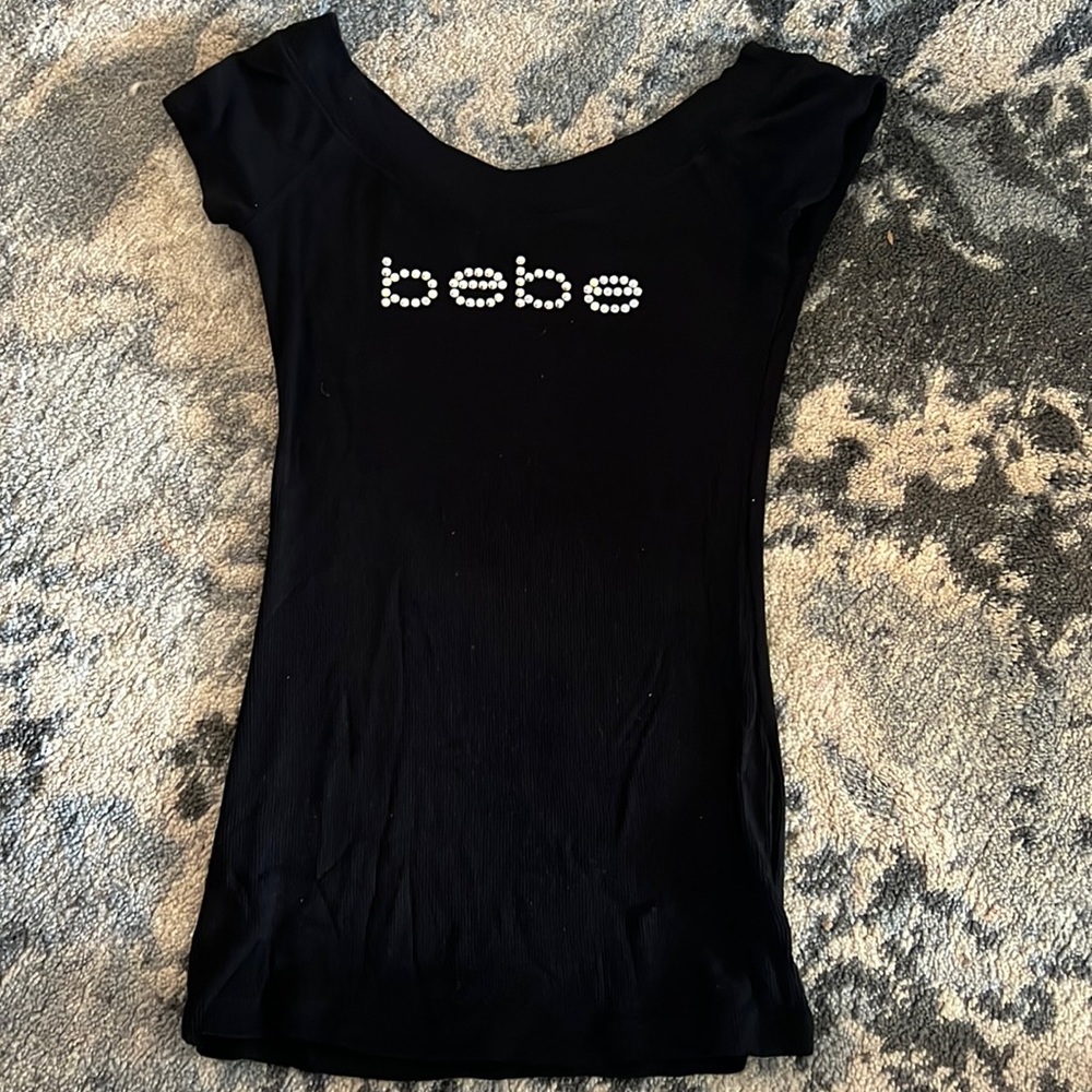 Bebe black size small rhinestone shirt